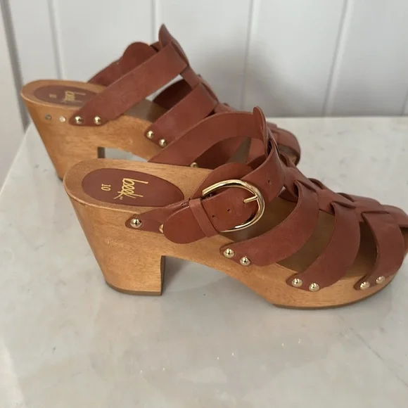 Beek Magpie Heeled Clog Cognac Sz 10 - Picture 3 of 6